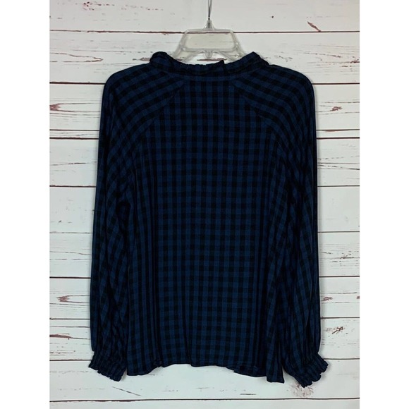 CAbi Women's M Medium Blue Black Aberdeen Shirt #3961 Buffalo Plaid Button Top - Picture 8 of 12